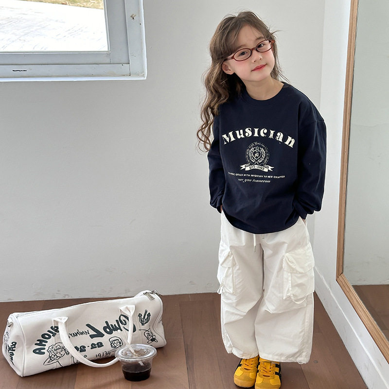 女童休闲纯棉长袖T恤秋季新款女孩女生宽松百搭上衣儿童打底衫棉6