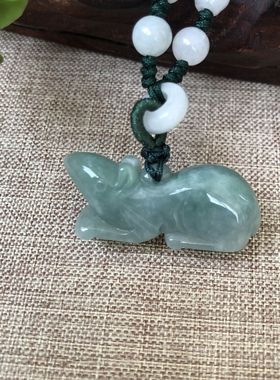 天然翡翠玉生肖老鼠吊坠项链