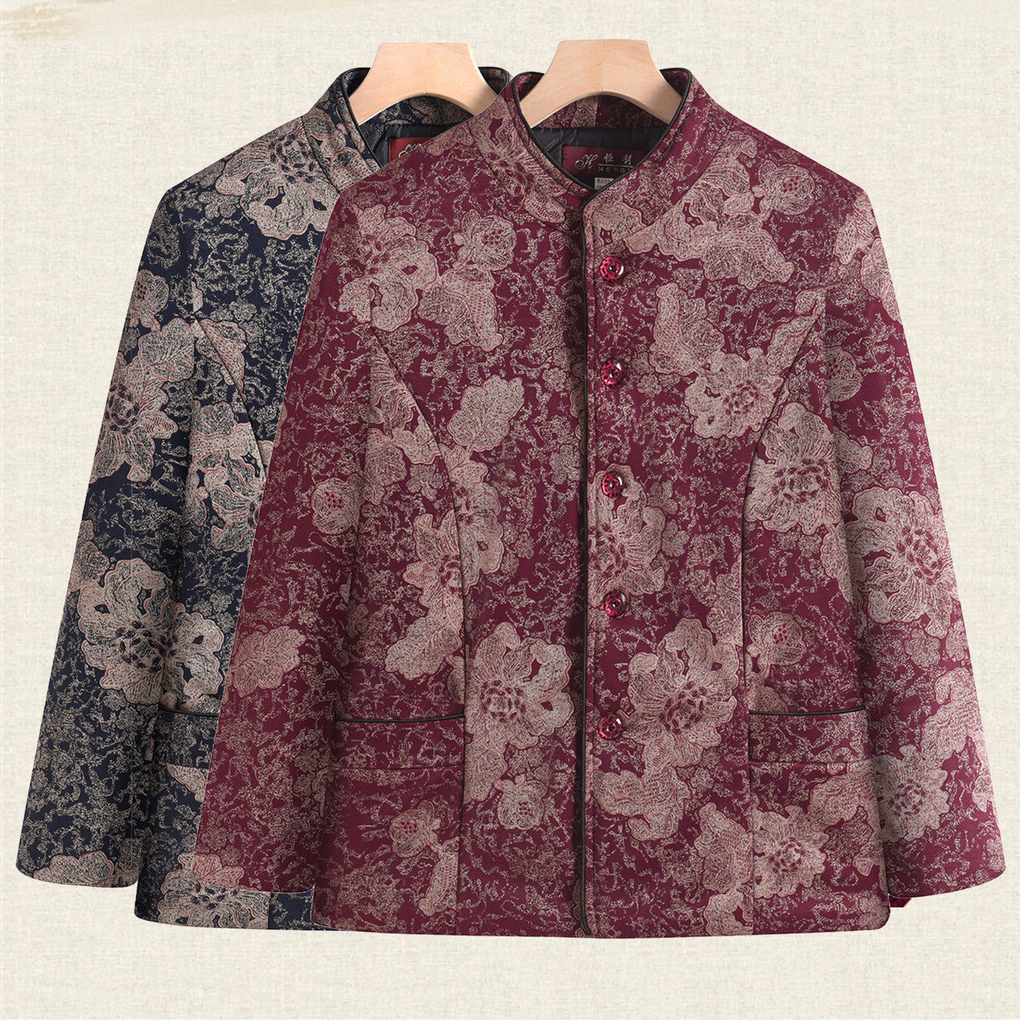 奶奶冬季中老年立领加厚保暖棉服