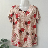 妈妈夏装 宽松遮肚凉快网眼花色上衣 T恤中老年人新款 冰丝薄款 短袖