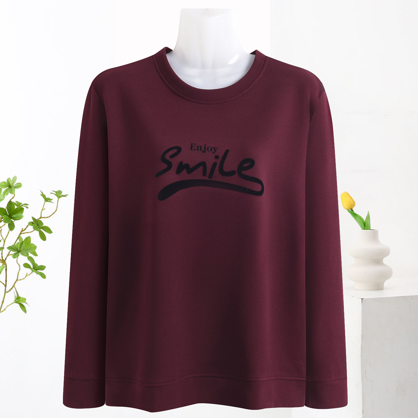 妈妈装圆领德绒长袖T恤中老年大码时尚字母植绒宽松百搭遮肉上衣,女装/女士精品,中老年女装,淘宝优惠券,粉丝福利购,淘宝优惠卷