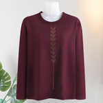 妈妈秋冬大码圆领打底衫中老年时尚宽松内搭秋衣长袖德绒保暖上衣