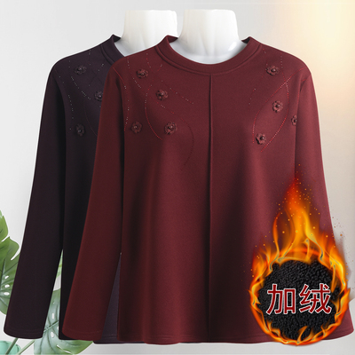 中老年女装加绒长袖上衣妈妈装