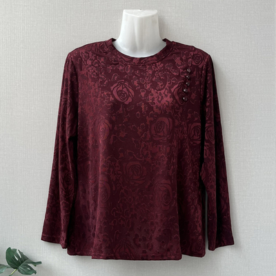 春装中老年提花显瘦时尚打底T恤