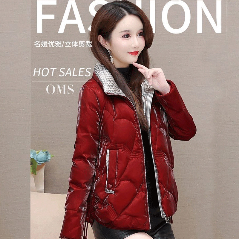 棉服女短款春季踏青修身免洗亮面