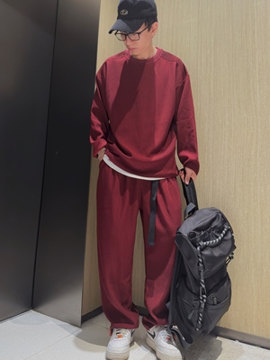 早秋肌理纹慵懒风宽松休闲套装