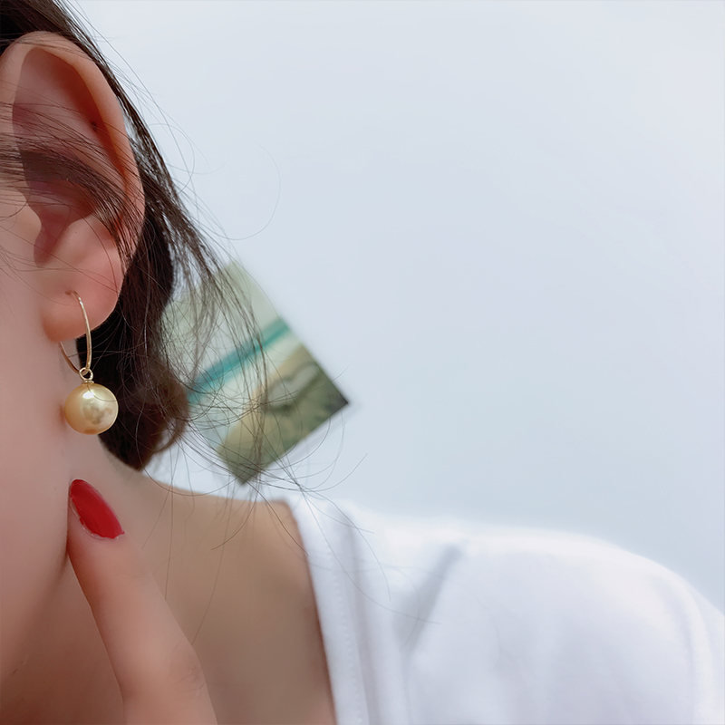 首尔10k大圆环金色珍珠吊坠