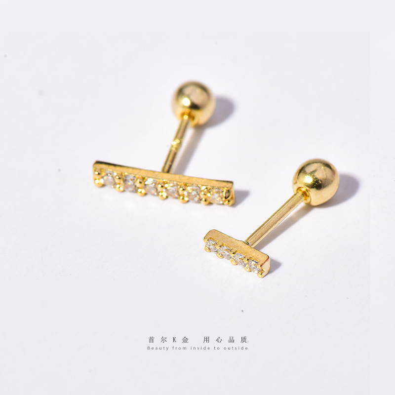 金轻奢14k/10k字条满钻堵单耳钉