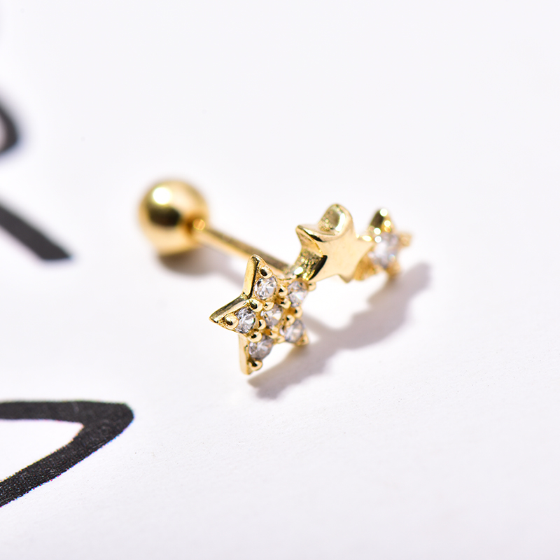 高级感14k金黄金首饰耳钉单只