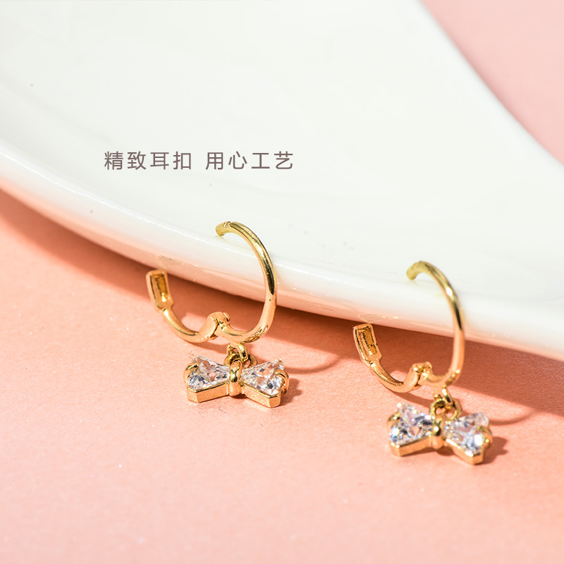 耳饰首尔10k/14k闪亮蝴蝶结吊坠
