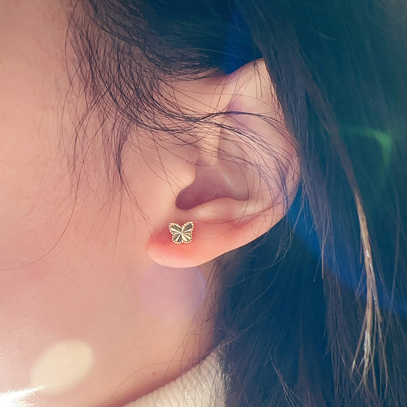 innoer10k金素金蝴蝶螺纹耳钉