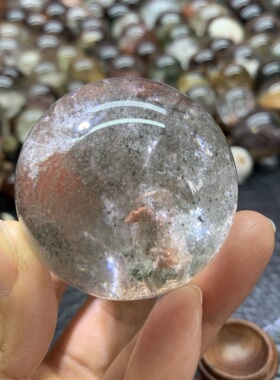 天然绿幽灵水晶球摆件直径49毫米家居装饰摆件水晶球