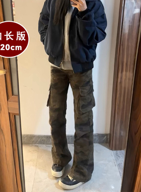 120cm高个子加长ahcn迷彩工装裤男美式高街秋冬直筒裤115cm牛仔裤