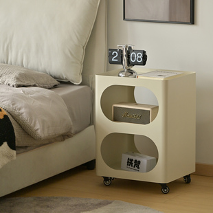 铁梵奶油风家用床头柜替代品神器卧室床边收纳柜铁艺黑色小边几