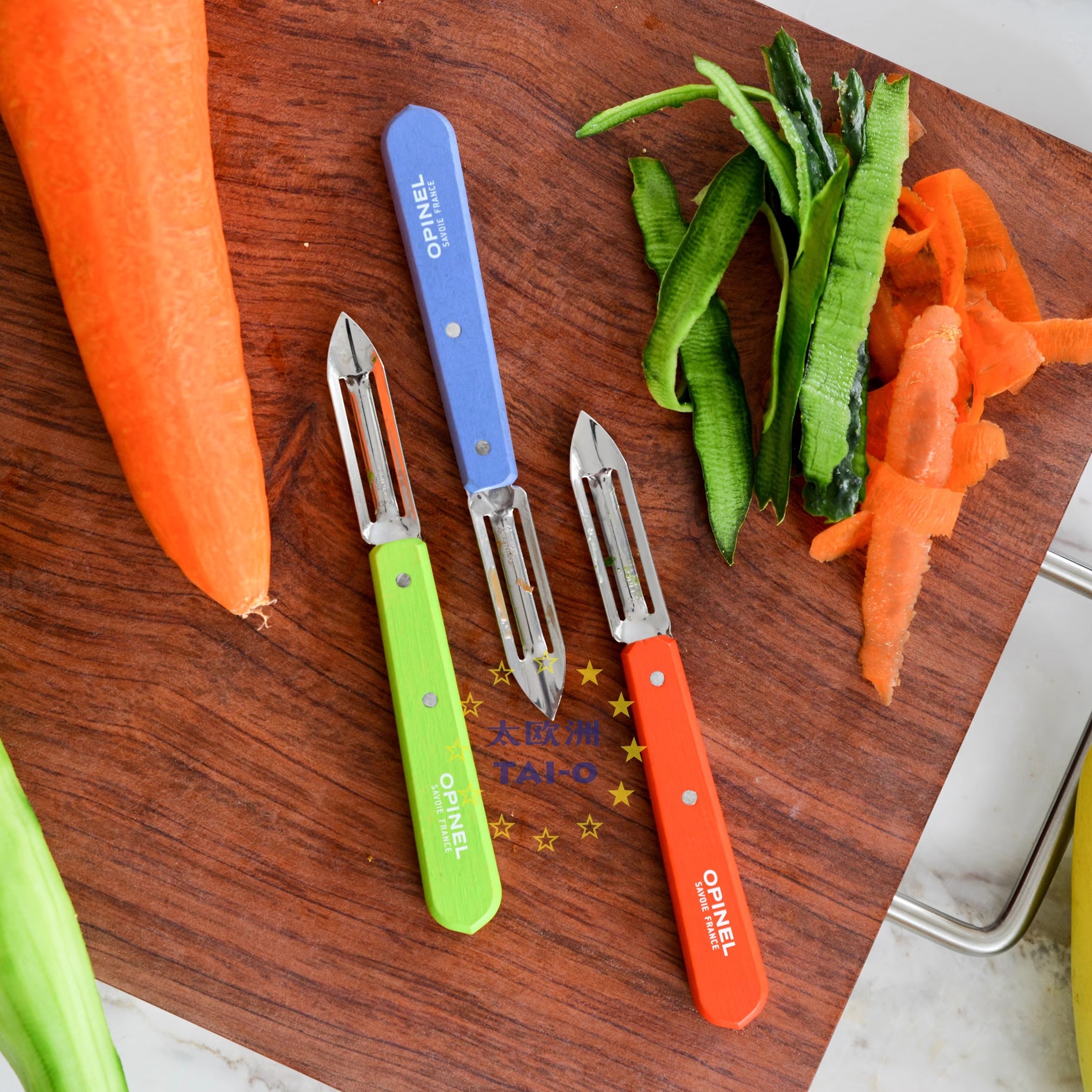 opinel法式彩色实木水果削皮器