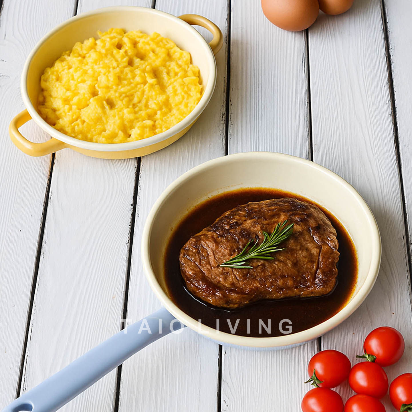 奥地利搪瓷复古黄色平底锅