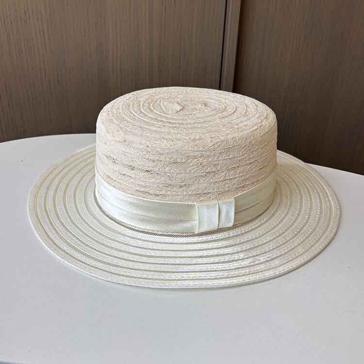 女士新款网纱蕾丝平顶遮阳帽