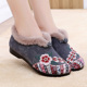 加绒加厚外穿棉拖鞋 女棉鞋 一脚蹬绣花保暖妈妈棉靴 老北京布鞋 冬季