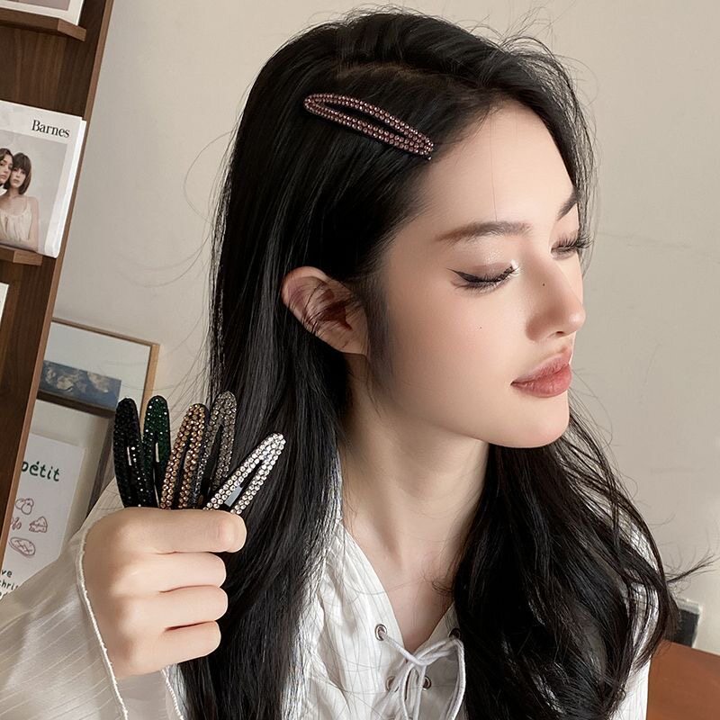 高级感水钻碎发bb夹女韩版图片