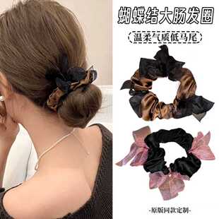 欧根纱小众设计款 网纱蝴蝶结大发圈百搭简约丸子头发绳少女头绳