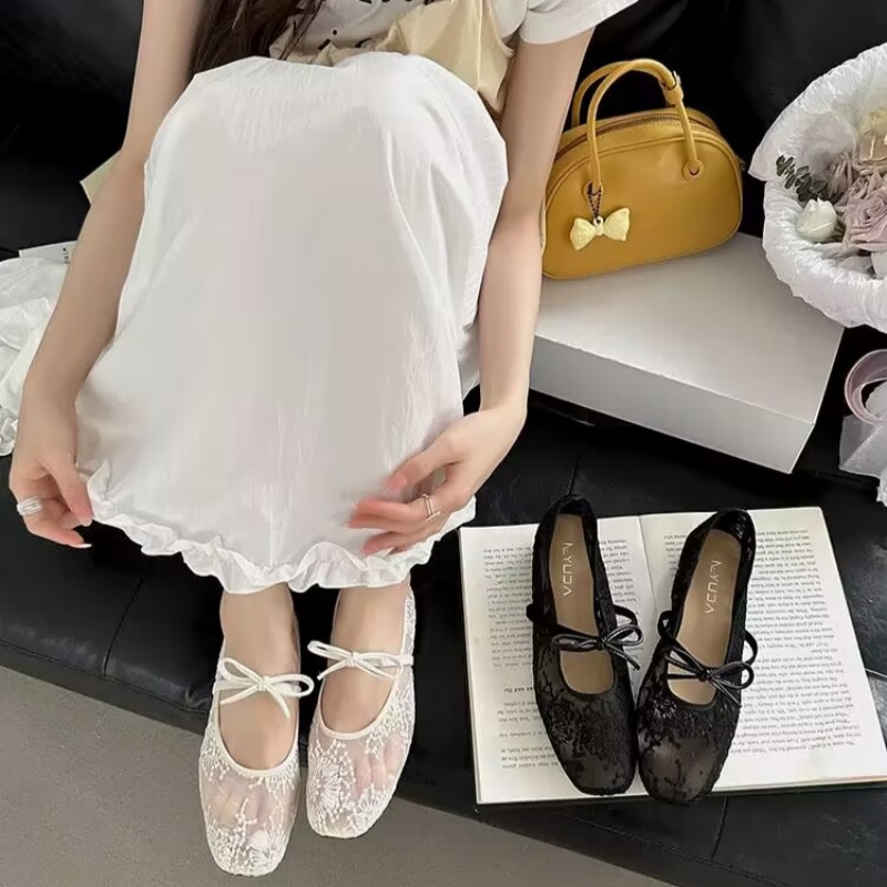 内增高玛丽珍鞋女蕾丝网纱单鞋