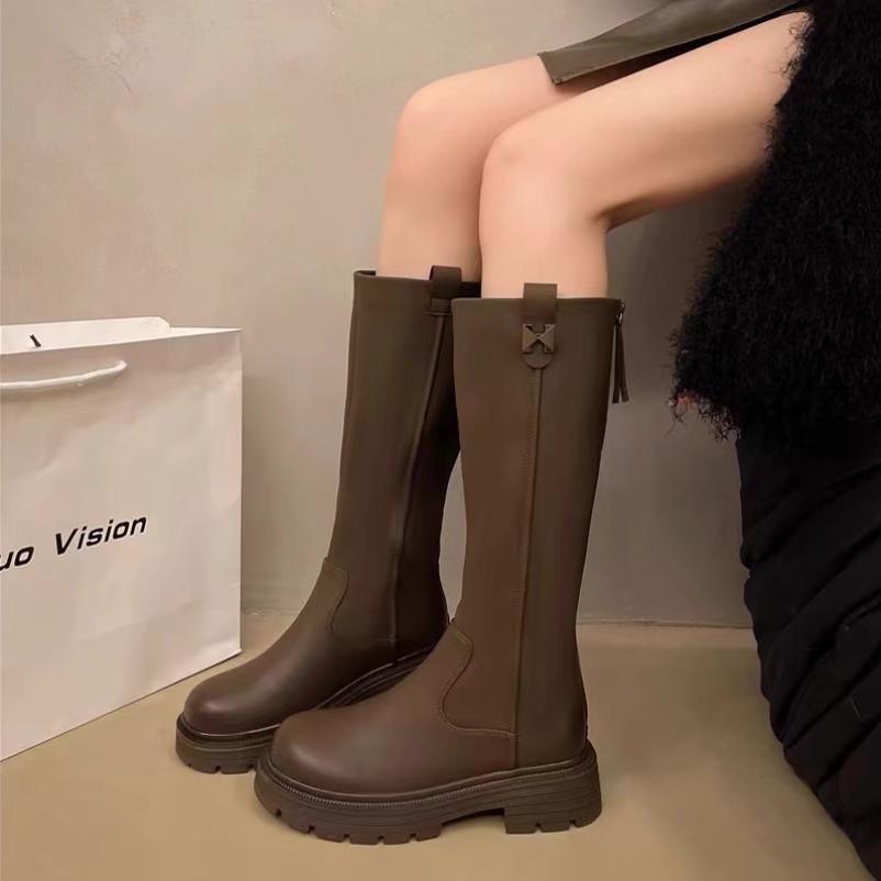 厚底骑士靴！不过膝！专柜商场断码女鞋平底长筒靴女G786915-5A