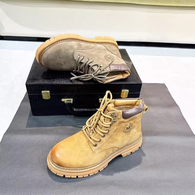 真皮头层牛皮+绒里！专柜男鞋时尚短靴男洋气大黄靴加绒里89021