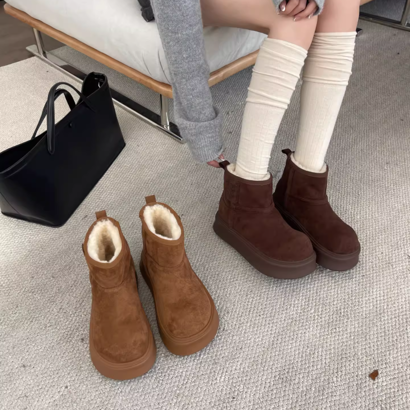 真皮！商场撤柜断码女鞋平底保暖短靴雪地靴女KM255123-2B,女鞋,时尚雪地靴,淘宝优惠券,粉丝福利购,淘宝优惠卷