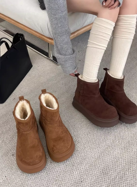 真皮！商场撤柜断码女鞋平底保暖短靴雪地靴女KM255123-2B