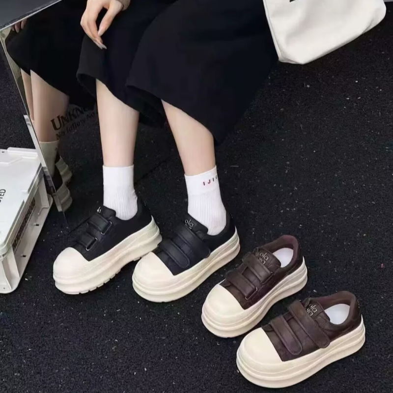 真皮！专柜商场撤柜断码厚底圆头魔术贴运动休闲板鞋女M6052058