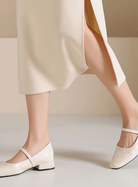 专柜商场撤柜断码玛丽珍鞋单鞋女一字带方头粗跟配裙子YD25107