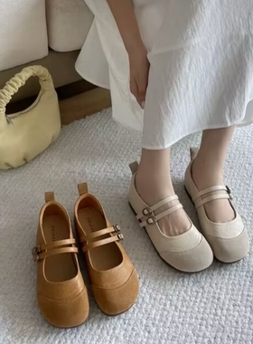 真皮！商场断码软底时尚拼接舒适百搭秀气玛丽珍鞋女KZ253116-1A