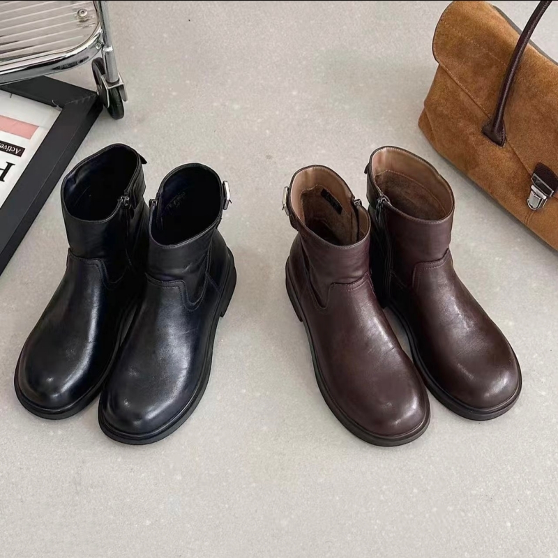 侧拉链显瘦舒适短靴马丁靴女