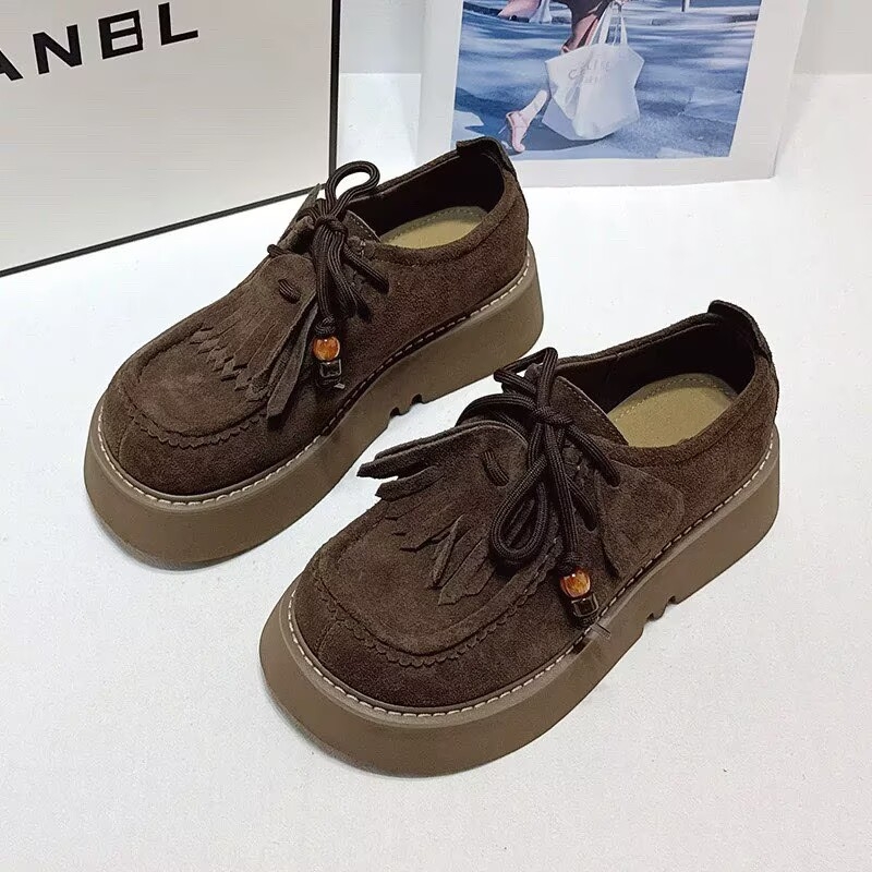 系带时尚英伦风乐福小皮鞋女