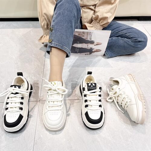 真皮！商场断码女鞋系带圆头平底防滑耐磨运动休闲鞋B33177163