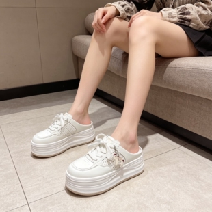 真皮+透网！厚底包头拖！专柜商场撤柜断码休闲半拖鞋女Z38206-20