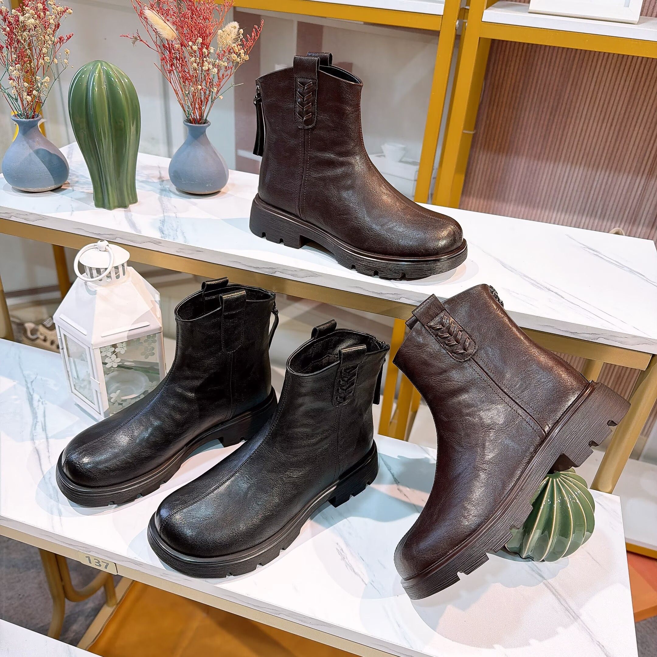 专柜撤柜断码厚底粗跟圆头显瘦平底洋气切尔西短靴女G773703-3A,女鞋,时装靴,淘宝优惠券,粉丝福利购,淘宝优惠卷