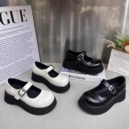 真皮!专柜商场撤柜断码厚底圆头玛丽珍小皮鞋乐福鞋女M7-88301-1
