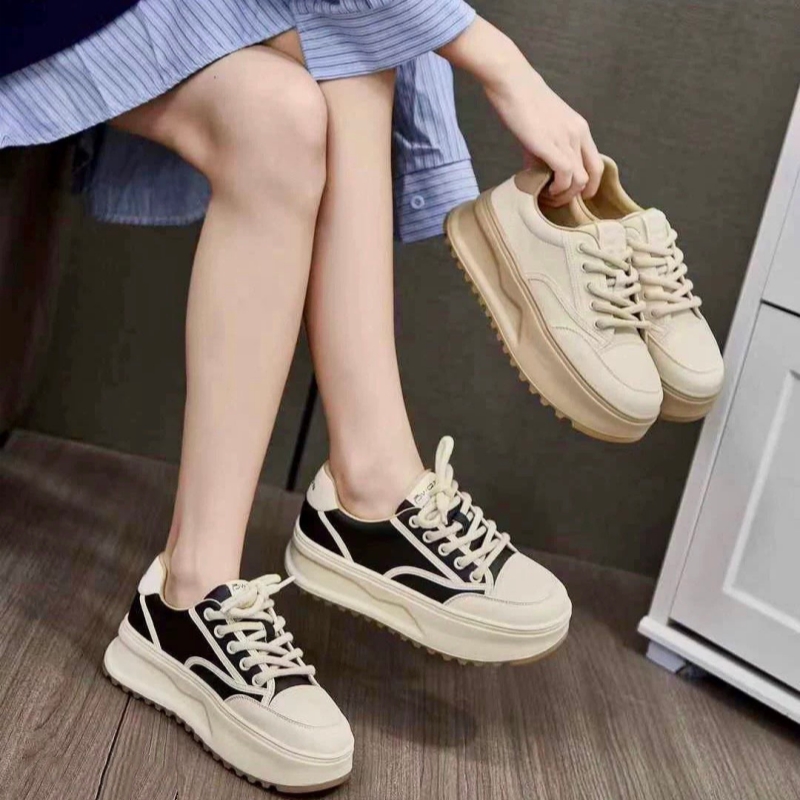 真皮绒里！超轻厚底面包鞋软底防滑百搭休闲运动板鞋女M1-908528A