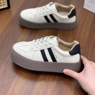 真皮！厚底德训鞋女专柜断码女鞋韩版时尚秀气休闲板鞋M2-71372-1