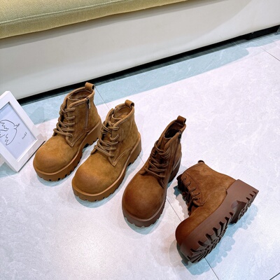 真皮！厚底马丁靴！专柜断码女鞋大头鞋短靴女洋气M9-83009A