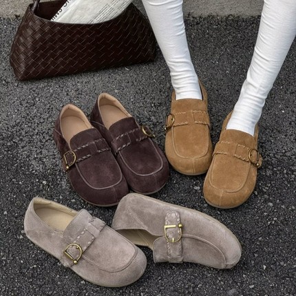 真皮！专柜商场撤柜断码处理圆头平底勃肯鞋女乐福鞋53DS5029