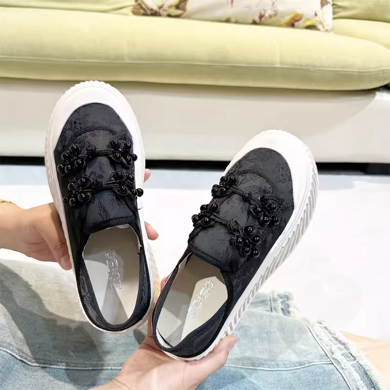 蕾丝单网！国风专柜厚底夏季休闲鞋女透气板鞋渔夫鞋女Z2-27361-5