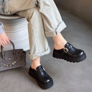 女2518 真皮 百搭显脚小包头拖鞋 厚底增高时尚 专柜商场撤柜断码