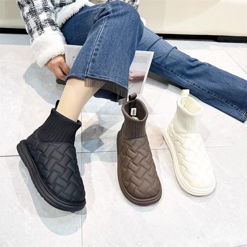 真皮牛皮！秀气围脖雪地靴！专柜女鞋短靴女松紧口时尚Z5102328A