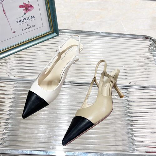 小香风气质名媛！专柜商场撤柜女鞋细跟中跟包头凉鞋拼色B2323003