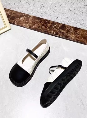 专柜撤柜女鞋平底方头玛丽珍拼色单鞋女舒适百搭洋气Z2-31689-2