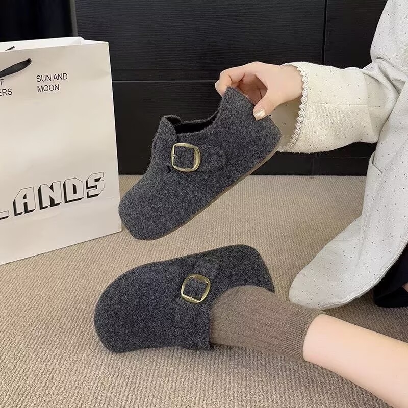 毛呢+绒里！内增高勃肯鞋！专柜商场撤柜断码时尚单鞋女A2063-1