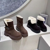 专柜撤柜断码 女鞋 厚底短靴女百搭粗跟马丁靴增高瘦瘦靴YD25199A