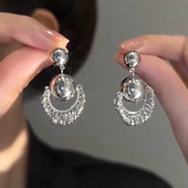 耳环小众设计感高级轻奢圆脸显瘦百搭时尚 圆圈珠子吊坠耳饰女新款